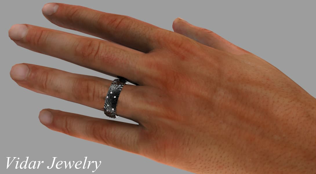 Black Gold Black Gold Tire Tread Diamond Wedding Band-Unique Ring Design