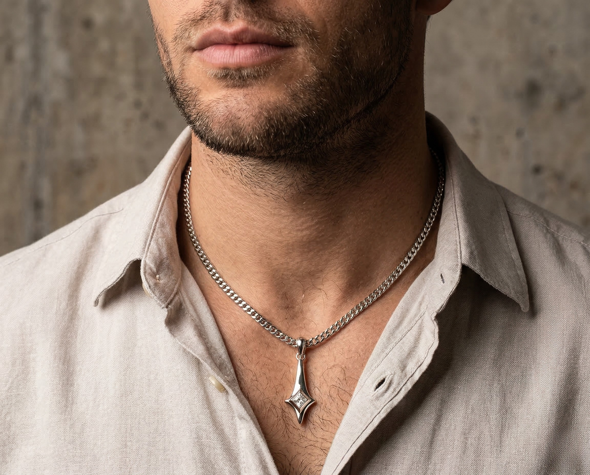 Lionheart Pendant - White Diamond pendant in 14K White Gold, handcrafted by VIDAR Jewelry