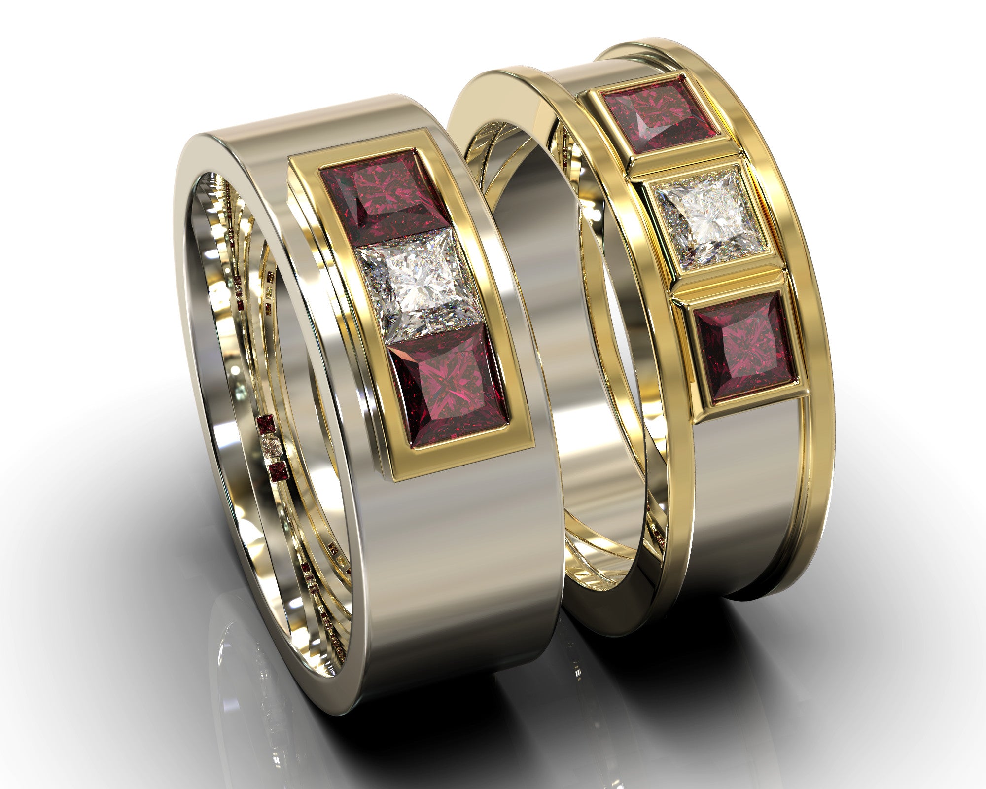 His And His Ruby Wedding Band – view 1