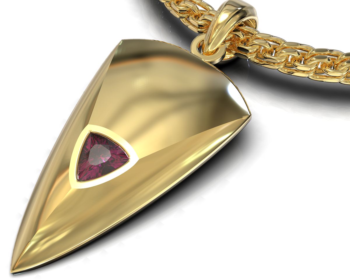 Genghis Pendant - Ruby pendant in 14K Yellow Gold, handcrafted by VIDAR Jewelry
