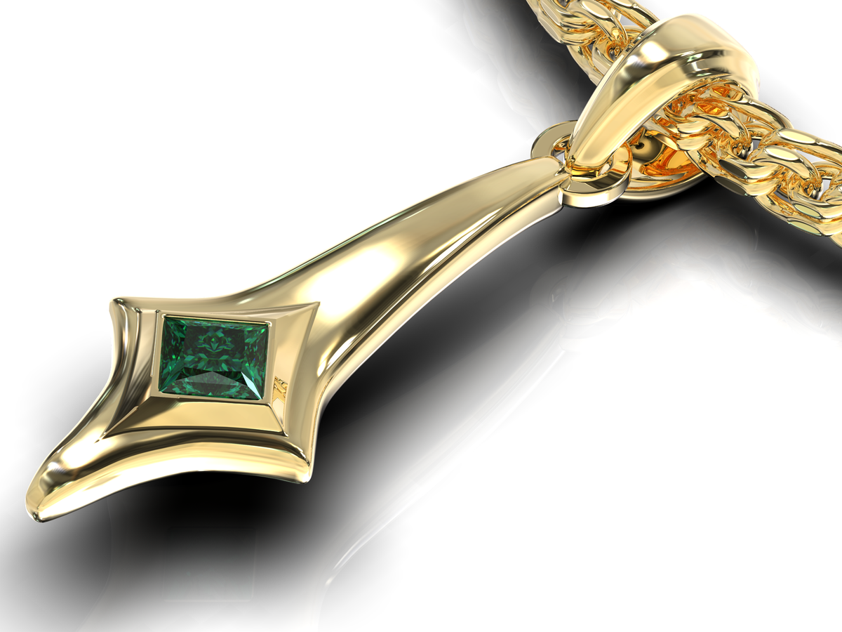 Lionheart Pendant - Emerald pendant in 14K Yellow Gold, handcrafted by VIDAR Jewelry