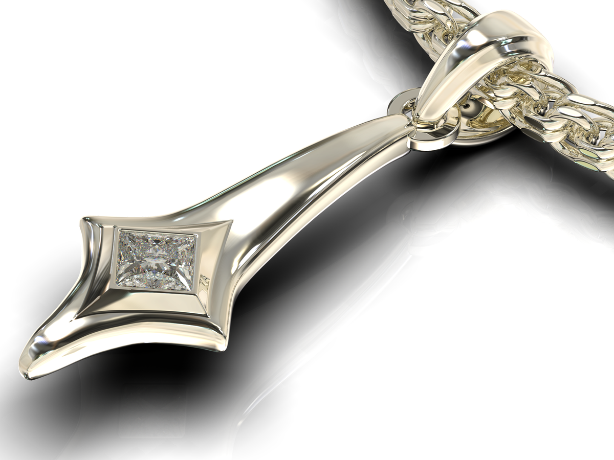 Lionheart Pendant - White Diamond pendant in 14K White Gold, handcrafted by VIDAR Jewelry