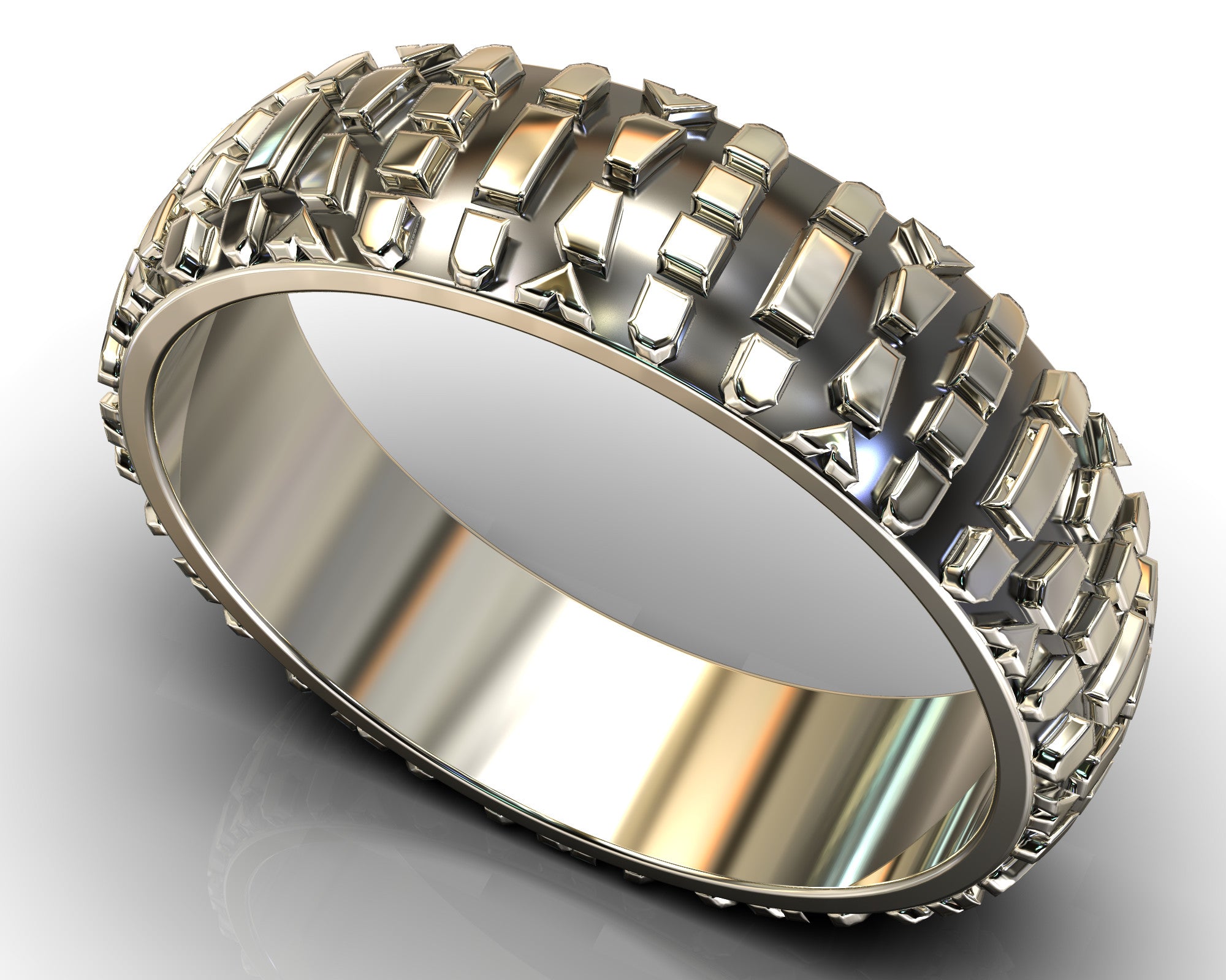 Motorcycle Tread Wedding Band – view 1