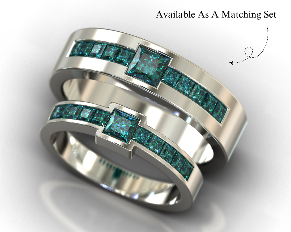 Marie – Blue Diamond Princess-Cut Ring