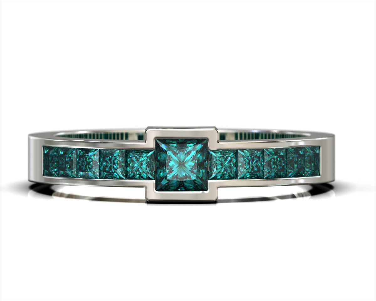 Marie – Blue Diamond Princess-Cut Ring