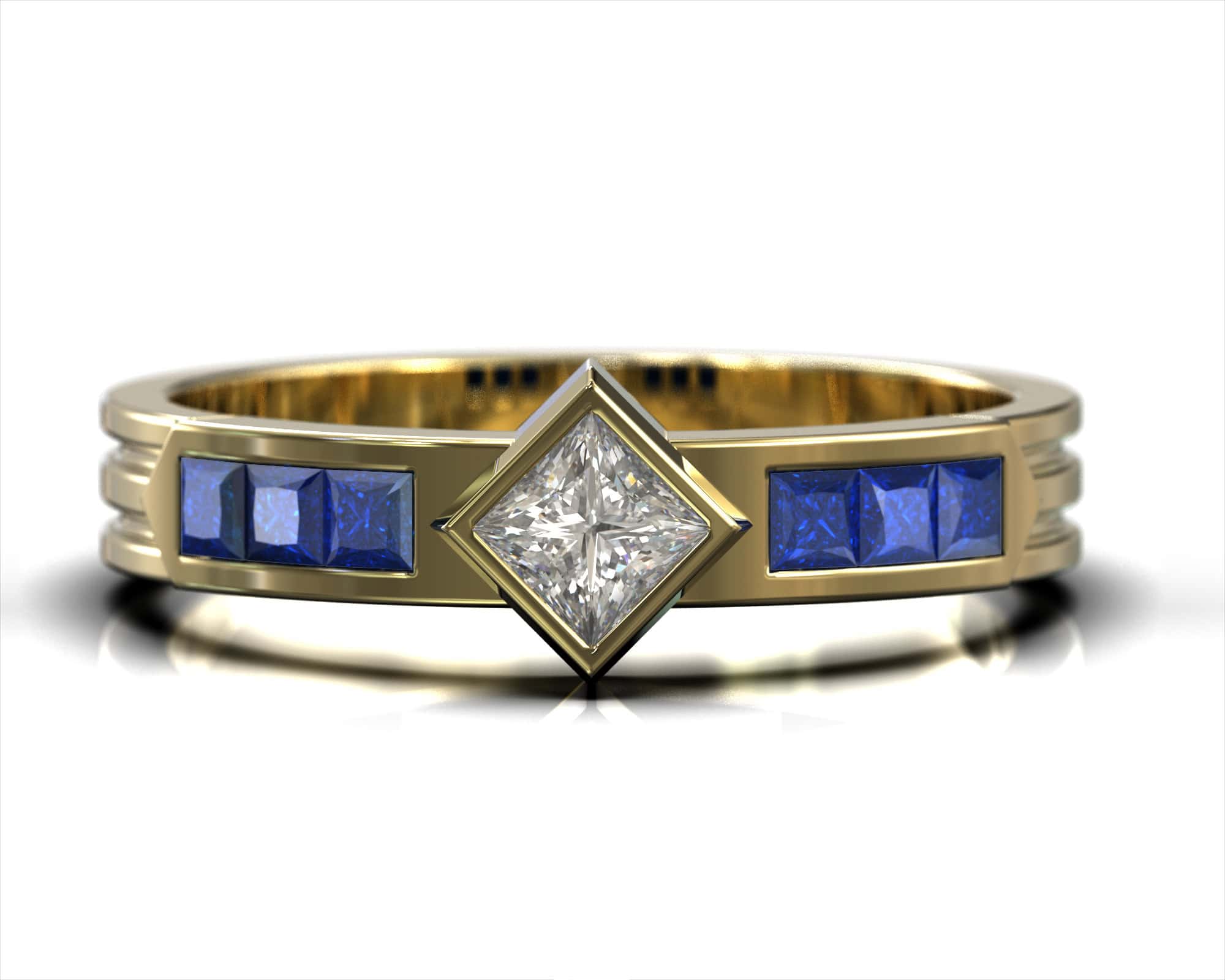 Sapphire and Diamond Ring in Handmade Gold