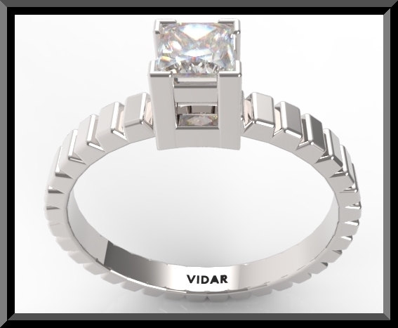 Unique Solitaire Princess cut Diamond Engagement Ring.
