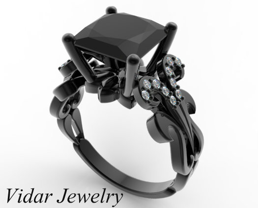 Elegant black diamond engagement rings