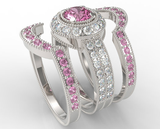 Wedding ring sets with pink sapphires