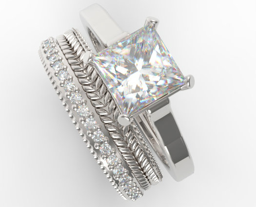 Princess Cut Diamond Wedding Ring Set