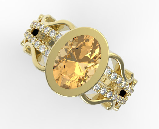 Yellow Topaz And Diamond Engagement Ring