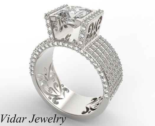 Wide Band Princess Cut Diamond Ring â€“ Unique Custom Engagement Ring