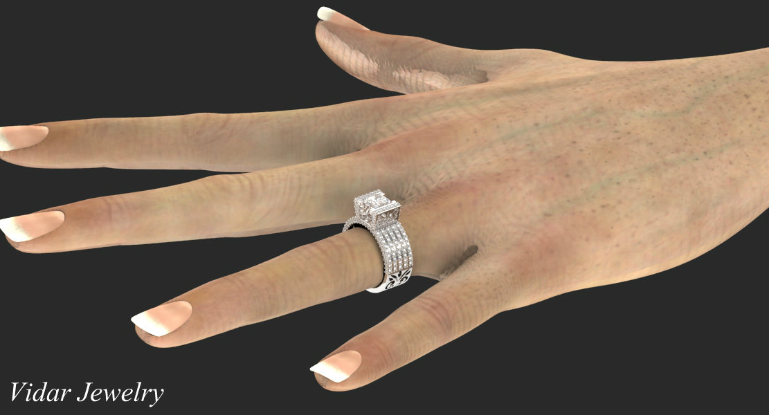 Wide Band Princess Cut Diamond Ring â€“ Unique Custom Engagement Ring