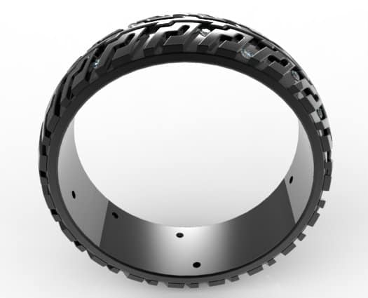 Black Gold Black Gold Tire Tread Diamond Wedding Band-Unique Ring Design
