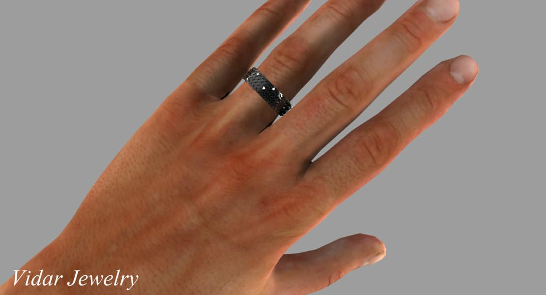 Black Gold Men's Diamonds Black Gold Tire Tread Wedding Ring-Unique Ring Design