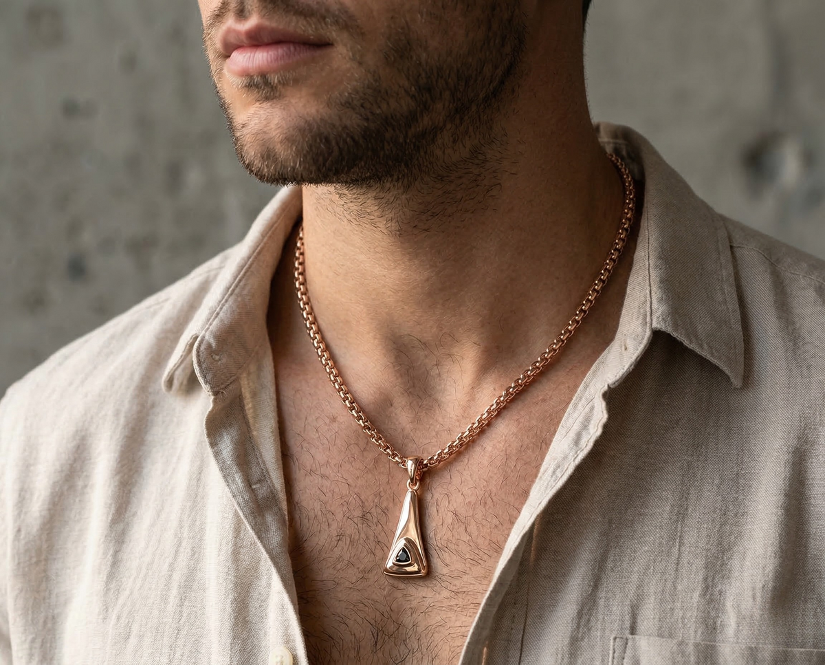 Napoleon Pendant - Black Diamond pendant in 14K Rose Gold, handcrafted by VIDAR Jewelry