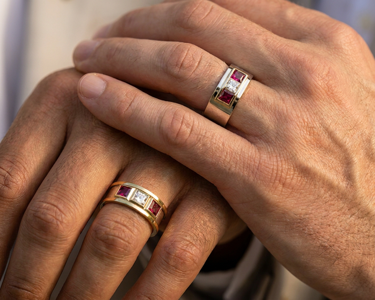 His And His Ruby Wedding Band