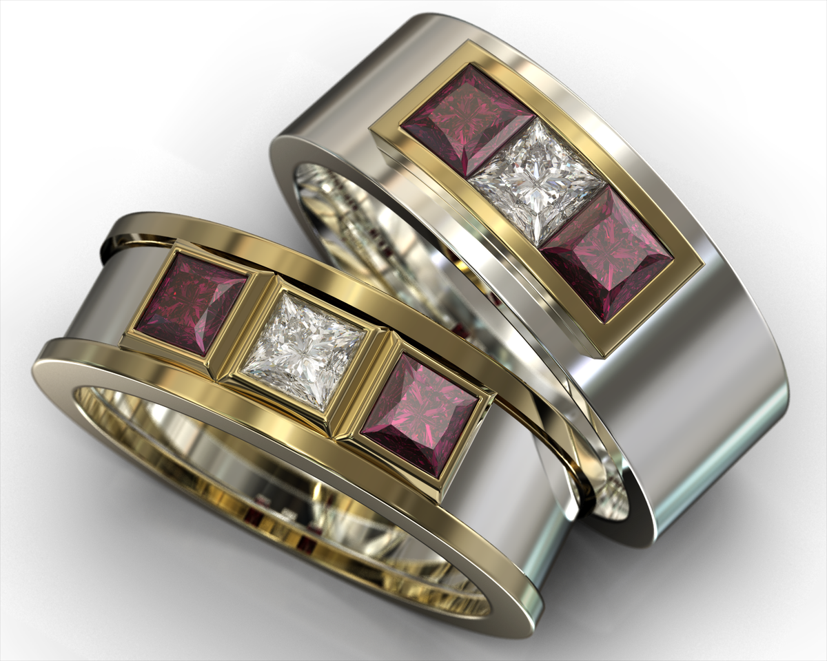 His And His Ruby Wedding Band