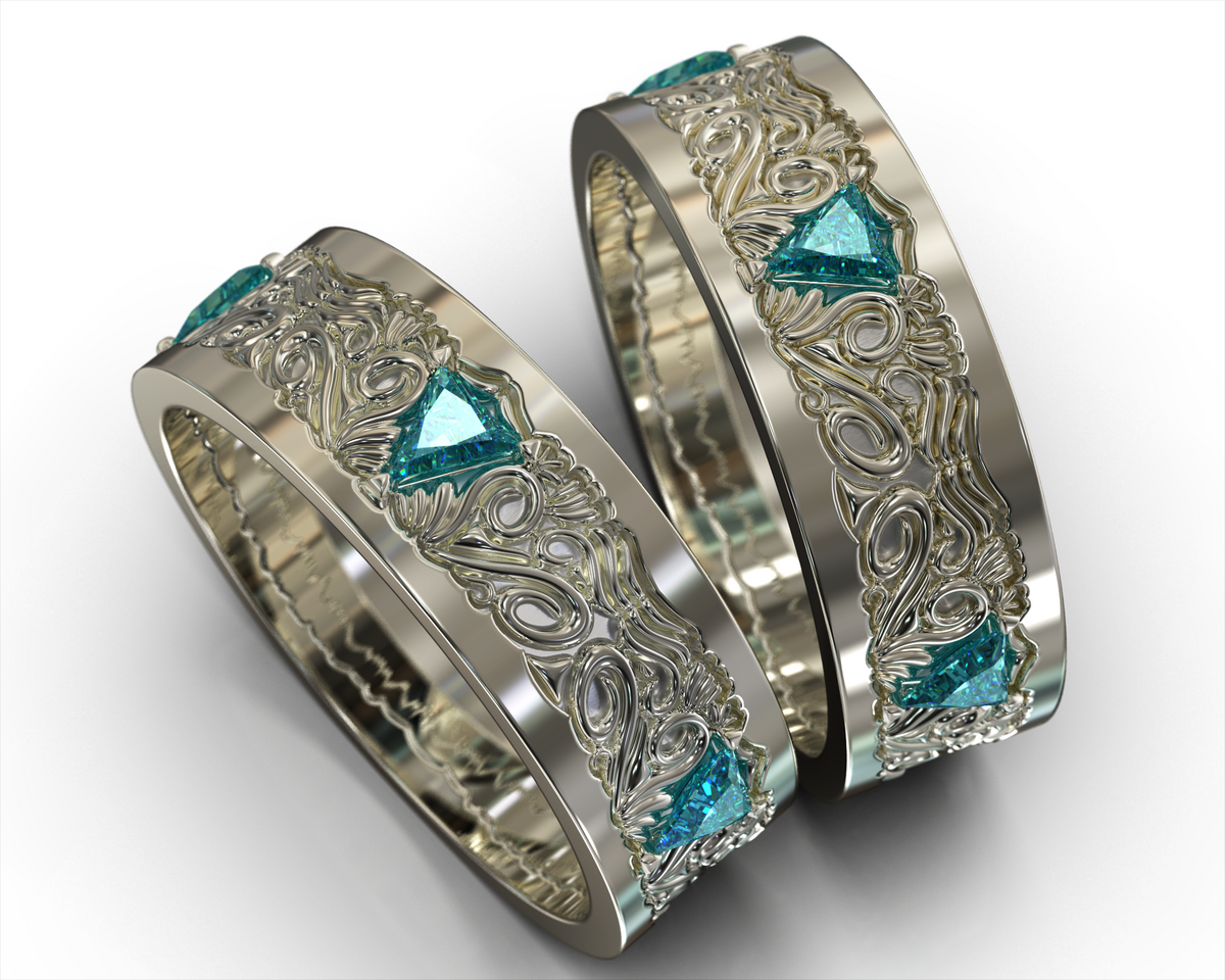Triangle Diamond Wedding Band