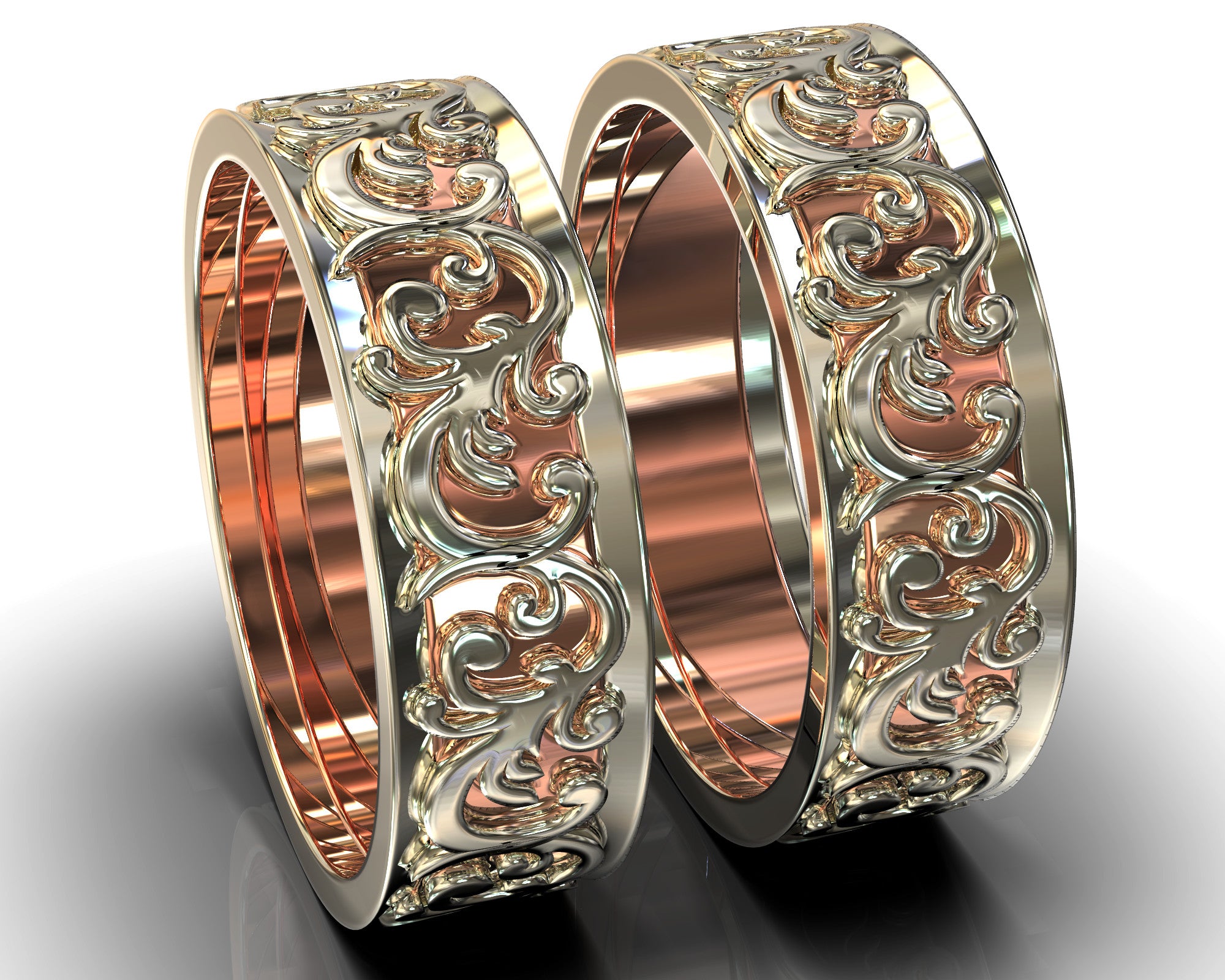 His And His Filigree Wedding Band – view 1
