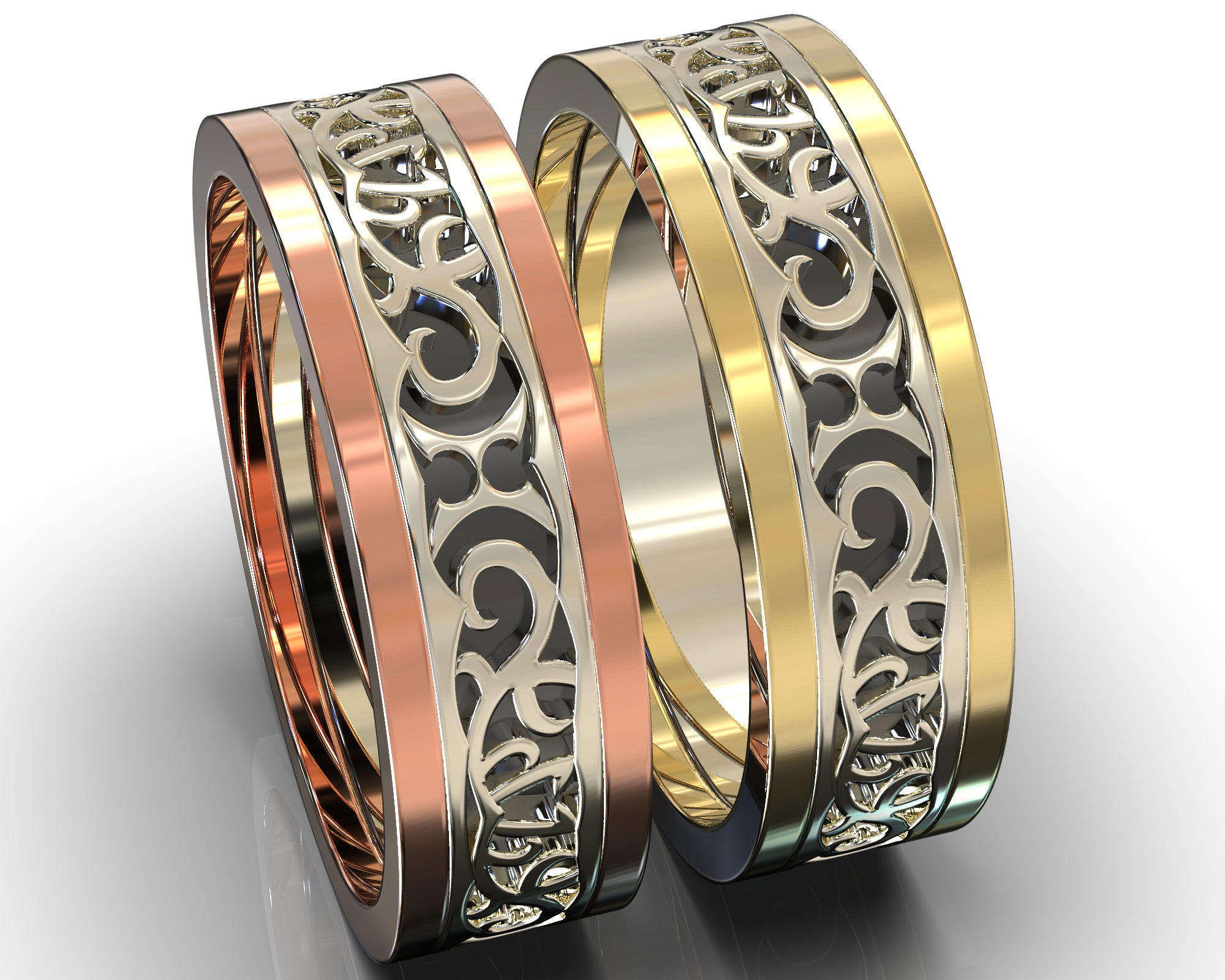 Unique Wedding Band Set – view 1