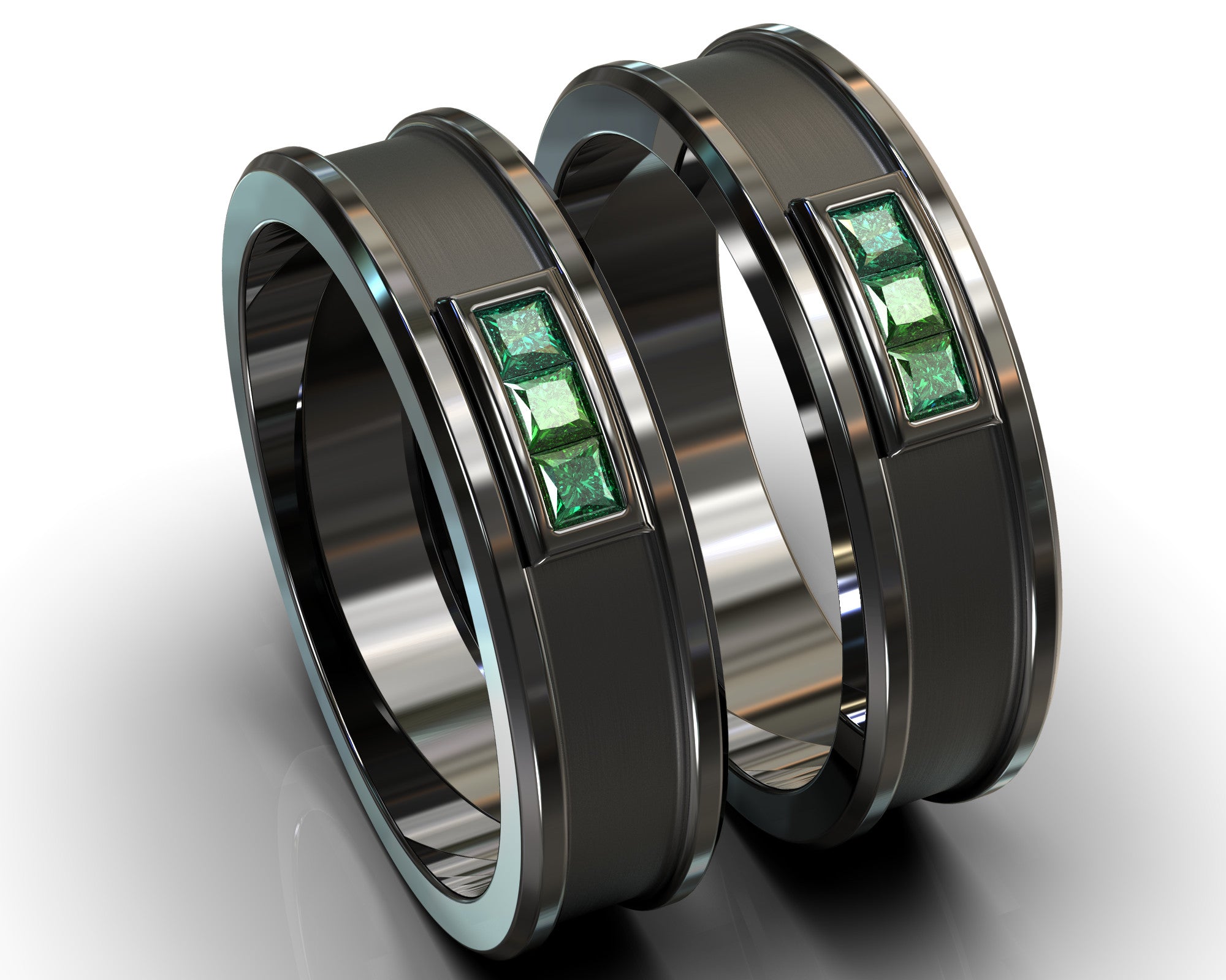 Emerald Wedding band set – view 1