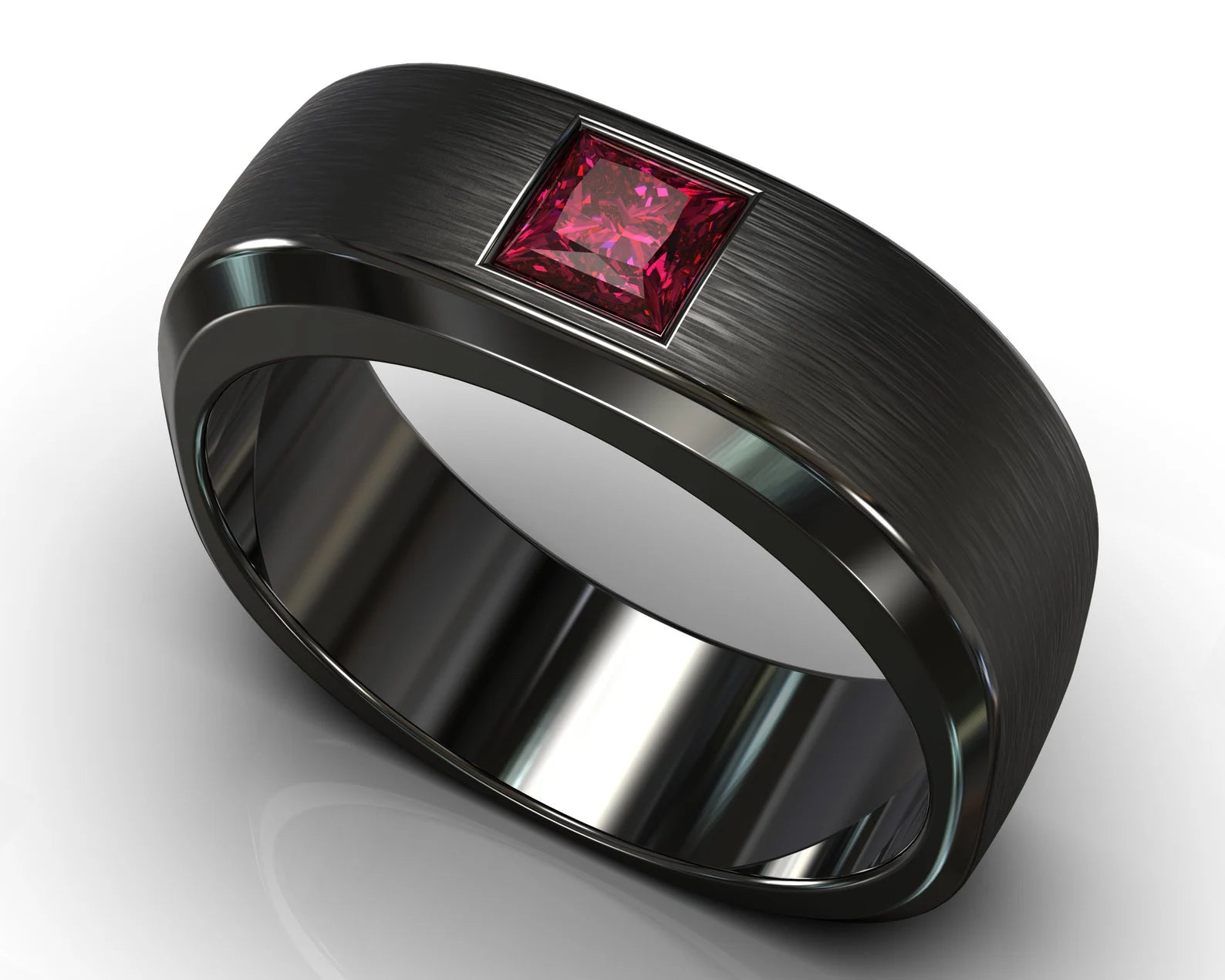 Black Gold Red Ruby men's ring