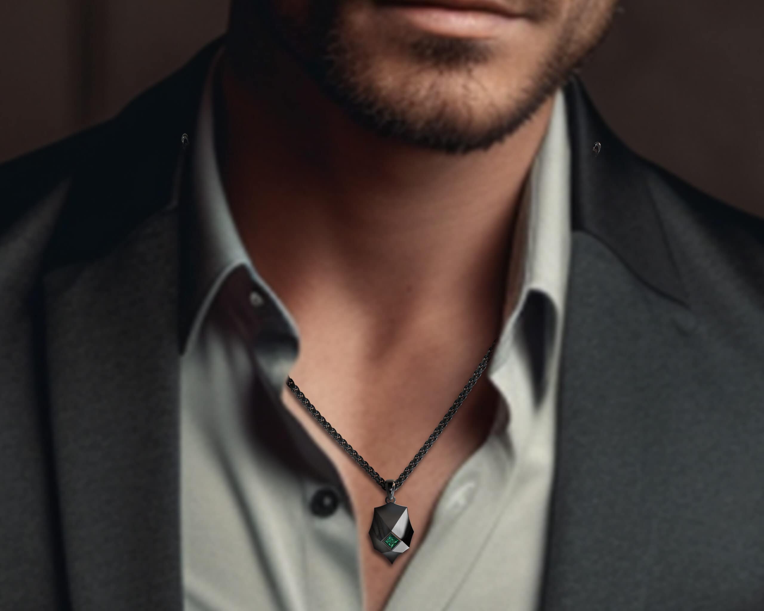 Black Gold Emerald Pendant