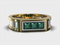 Nefertiti – Three-Stone Emerald Wedding Band