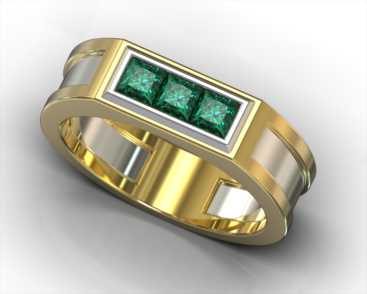Nefertiti – Three-Stone Emerald Wedding Band