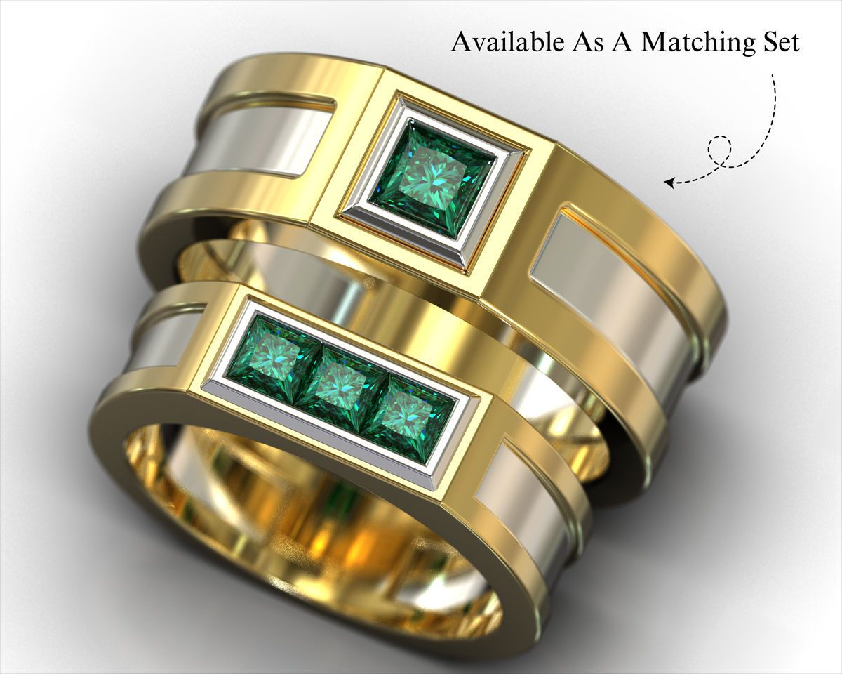 Nefertiti – Three-Stone Emerald Wedding Band