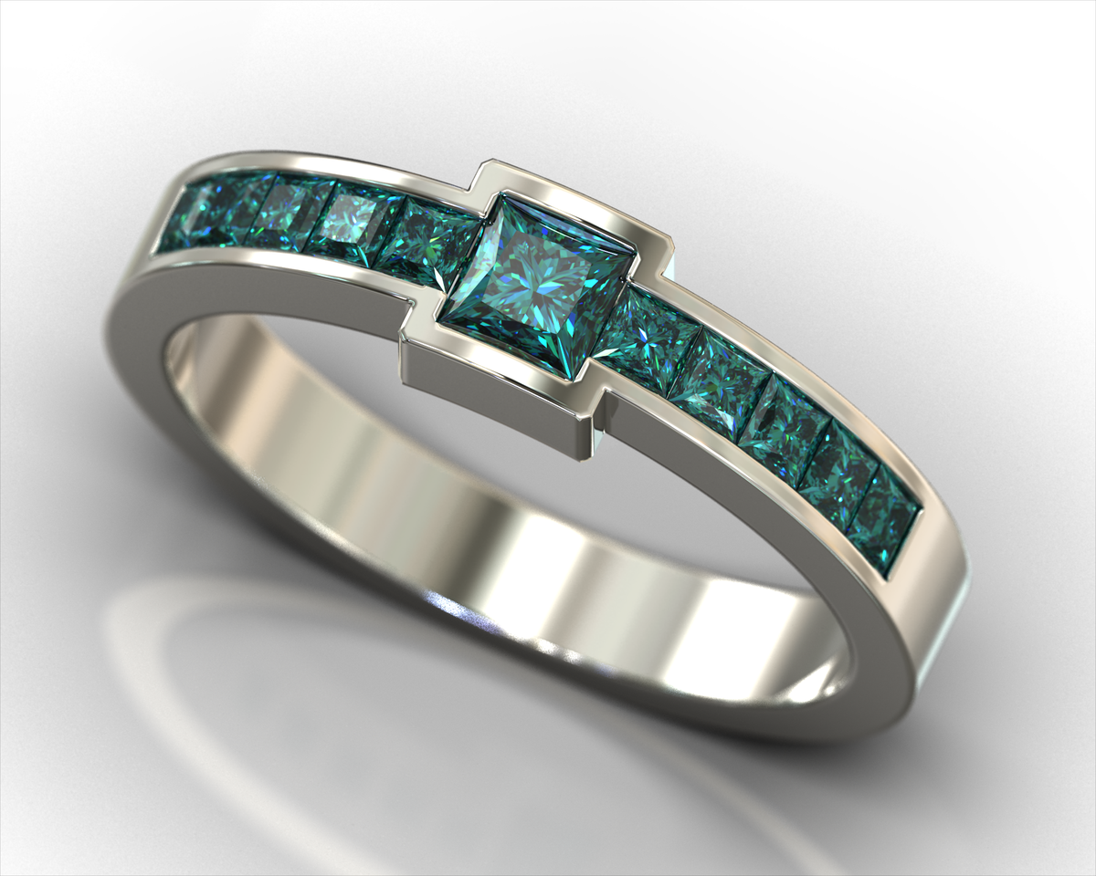 Marie – Blue Diamond Princess-Cut Ring