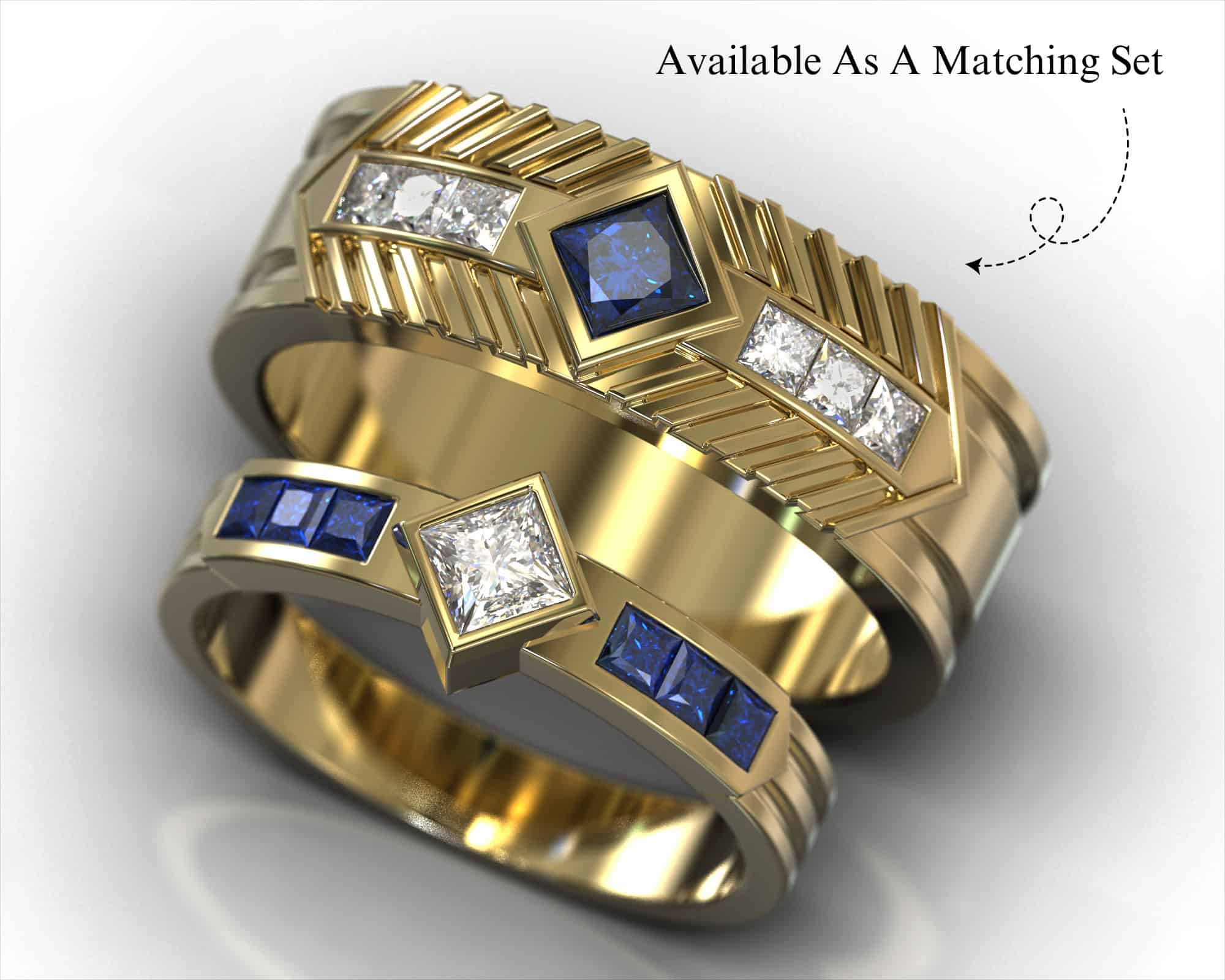 Sapphire and Diamond Ring in Handmade Gold