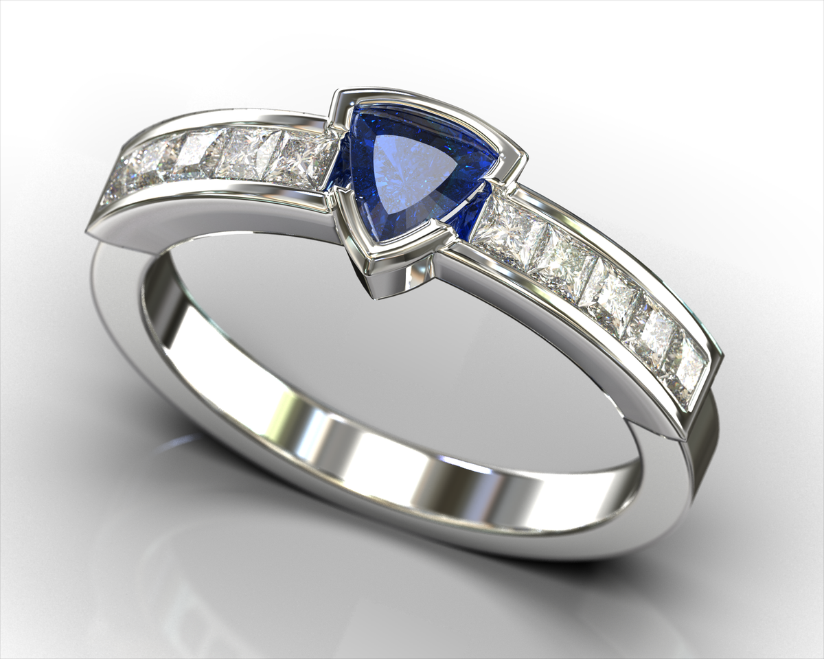 Elizabeth – Trillion Sapphire & Diamond Ring