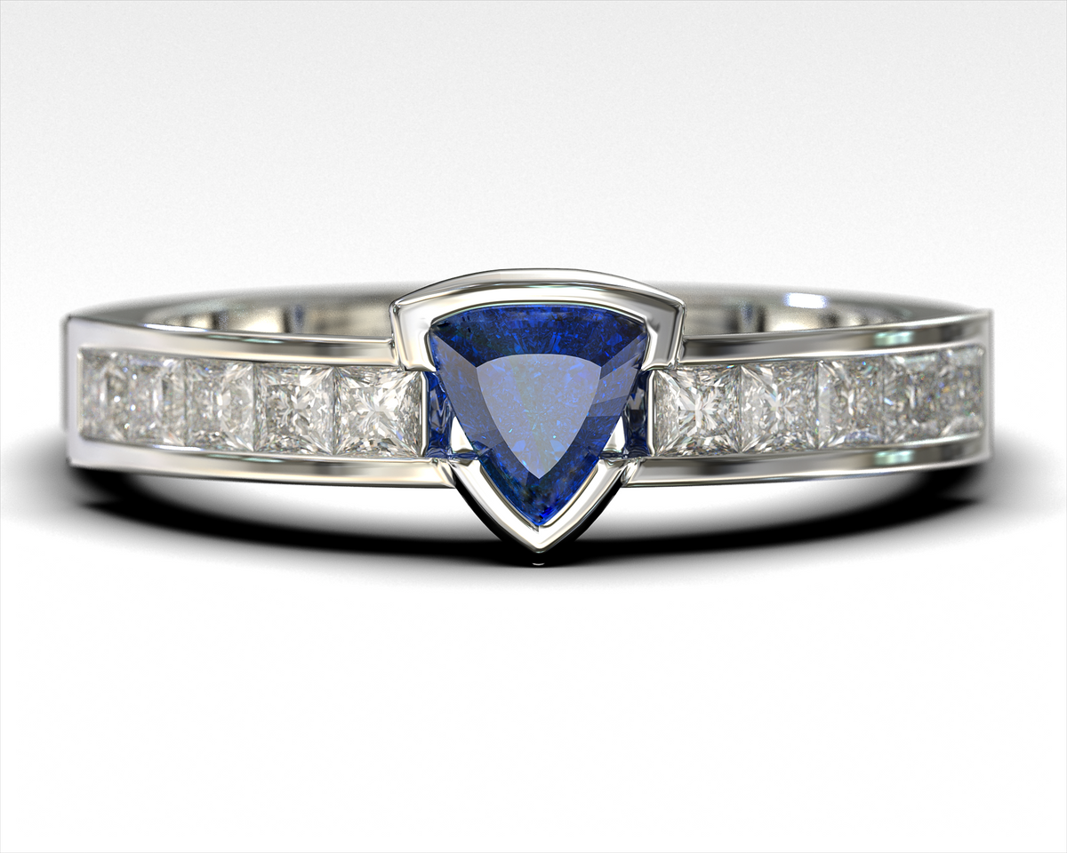 Elizabeth – Trillion Sapphire & Diamond Ring