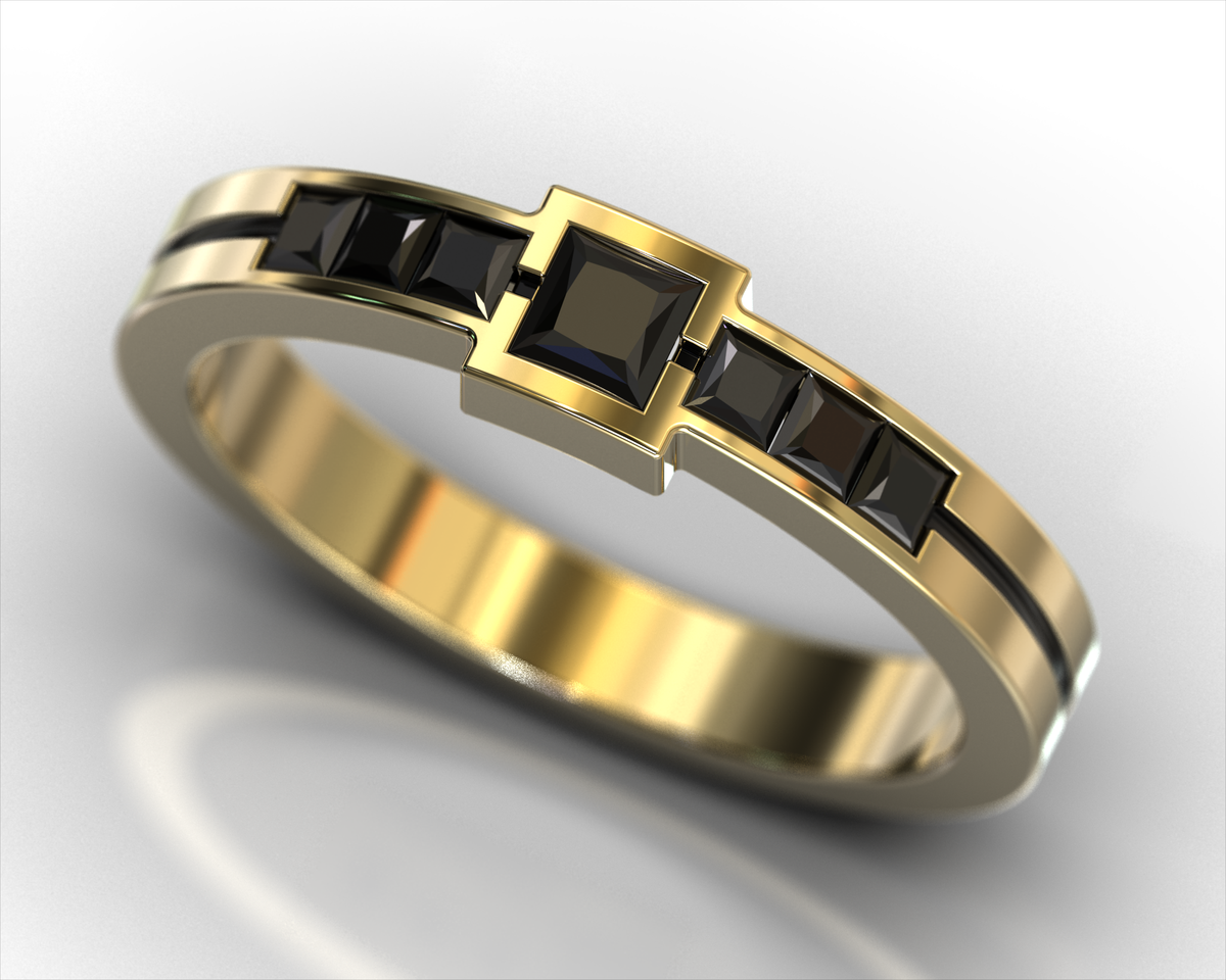 Catherine – Black Diamond Gold Ring