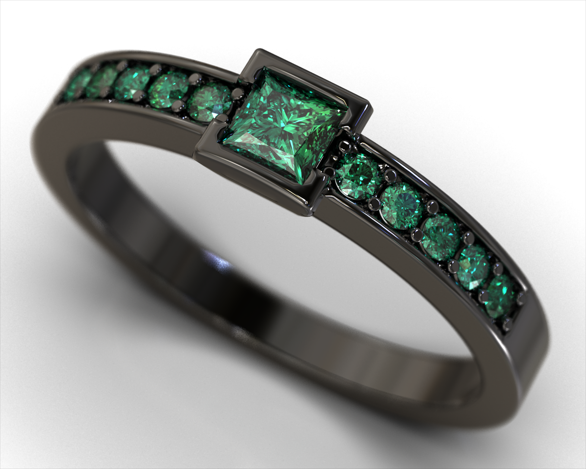 Cleopatra – Emerald Black Rhodium Ring