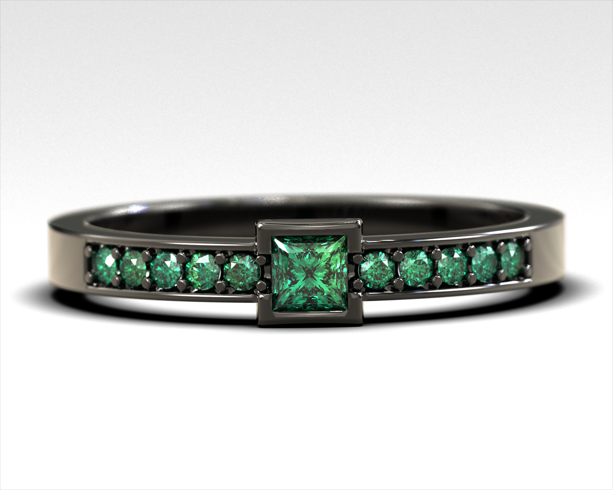 Cleopatra – Emerald Black Rhodium Ring