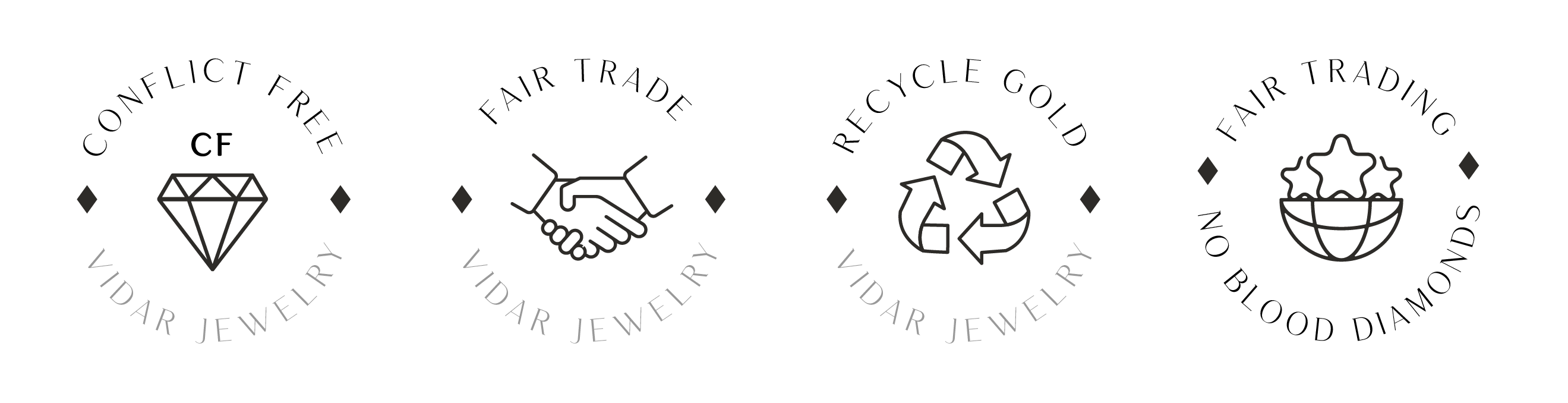 Vidar Jewelry ethics: conflict free, fair trade, recycled gold, no blood diamonds