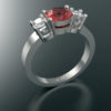 Three Stone Ruby Diamond Engagement Ring