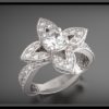 Big Flower Diamond Engagement Ring