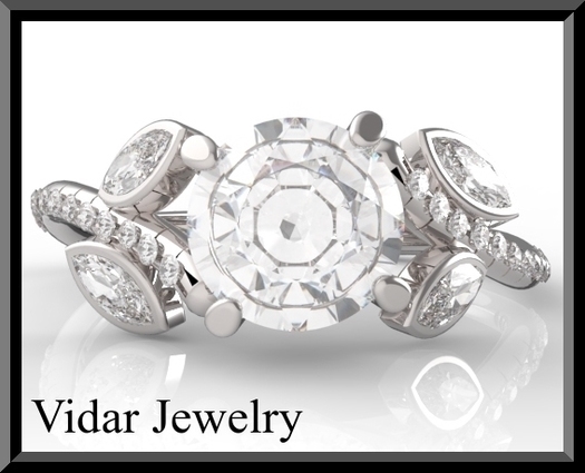 Leaf Diamond Engagement Ring