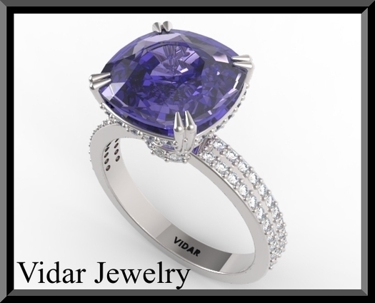 Blue Sapphire And Diamond Engagement Ring