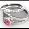 Diamond & Pink Sapphire Engagement Ring Wedding Set