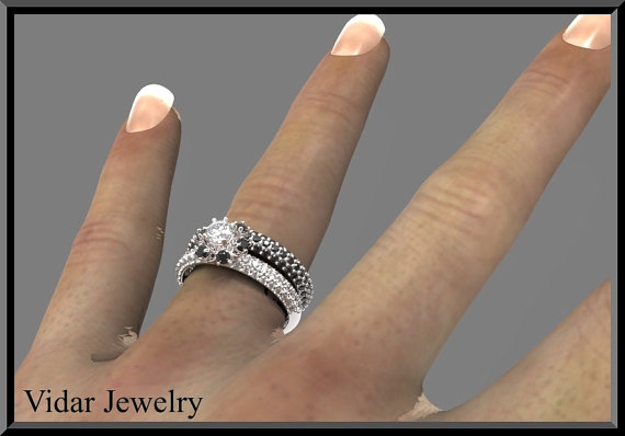 Black And White Diamond Wedding Ring Set | Vidar Jewelry - Unique ...