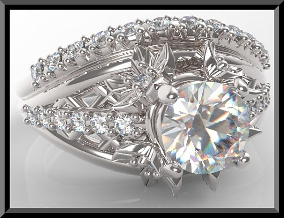 white sapphire wedding ring set Vidar Jewelry Unique