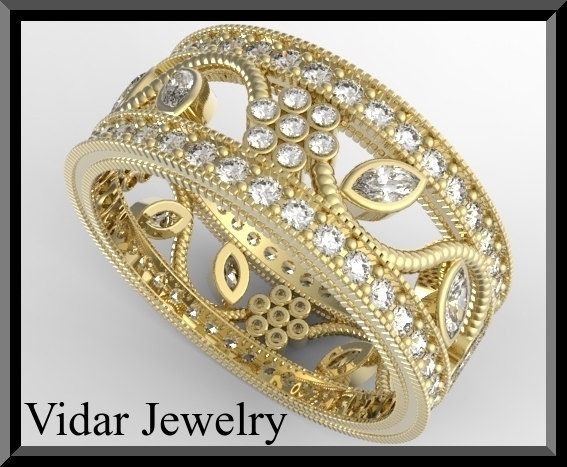 Unique Art Deco Diamond Wedding Band Flower Ring Design Vidar Jewelry Unique Custom Engagement And Wedding Rings