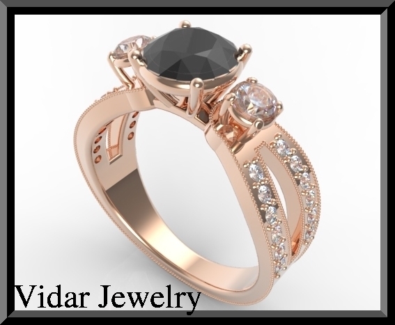 Rose Gold Black Diamond Engagement Ring | Vidar Jewelry - Unique Custom ...