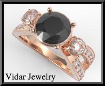 Rose Gold Black Diamond Engagement Ring