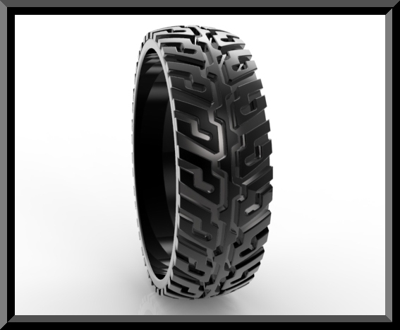 Unique Tire Tread Wedding Band For Him - Black Gold Rings ...